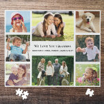 Puzzle El abuelo te ama Collage de fotos personalizado<br><div class="desc">Dale al mejor abuelo del mundo un divertido rompecabezas de fotos de personalizado que apreciará y valorará. Puedes personalizar con ocho fotos familiares de nietos, niños, otros miembros de la familia, mascotas, etc., personalizar la expresión "Te amo" o "Te amamos", y si se llama "Abuelo", "Papa", "Abuelo", etc., y agregar...</div>