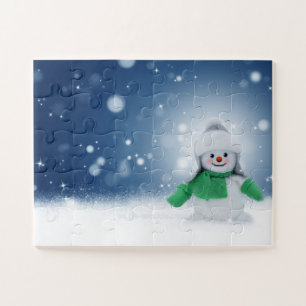 Puzzle El adorable personaje de muñeco de nieve de Navida