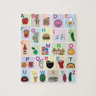Puzzle El alfabeto de ABC que aprende las comidas felices