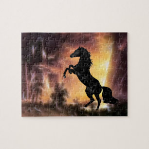 Puzzle El alzarse frisio del caballo del semental