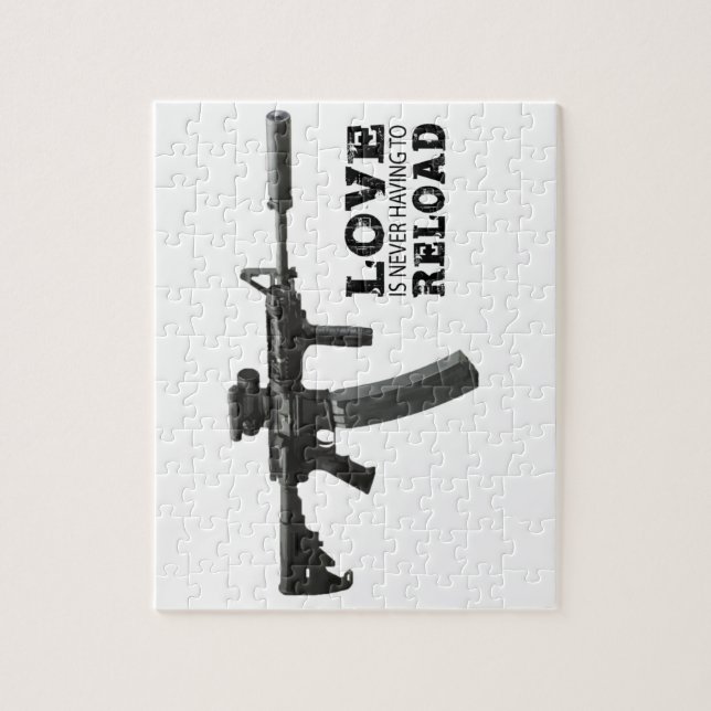 Puzzle El amor nunca está teniendo que recargar AR-15 (Vertical)