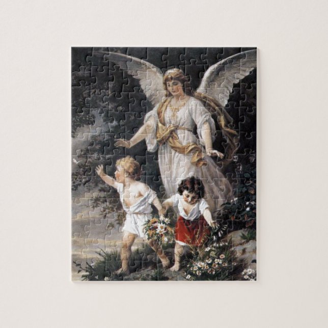 Puzzle El Ángel y los niños guardianes, pintura vintage. (Vertical)