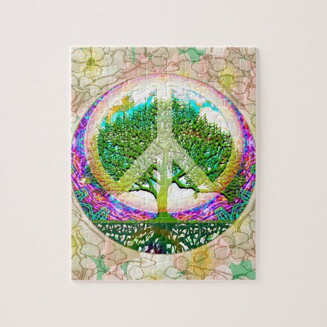 Puzzle El árbol de la paz mundial de la vida (Vertical)