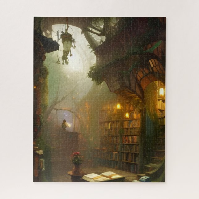 Puzzle El arte de la fantasía de la librería mágica (Vertical)