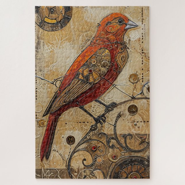 Puzzle El arte de las aves de Steampunk es difícil (Vertical)