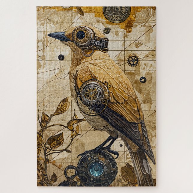 Puzzle El arte de las aves de Steampunk es difícil (Vertical)