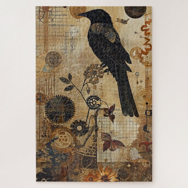 Puzzle El arte de las aves de Steampunk es difícil (Vertical)