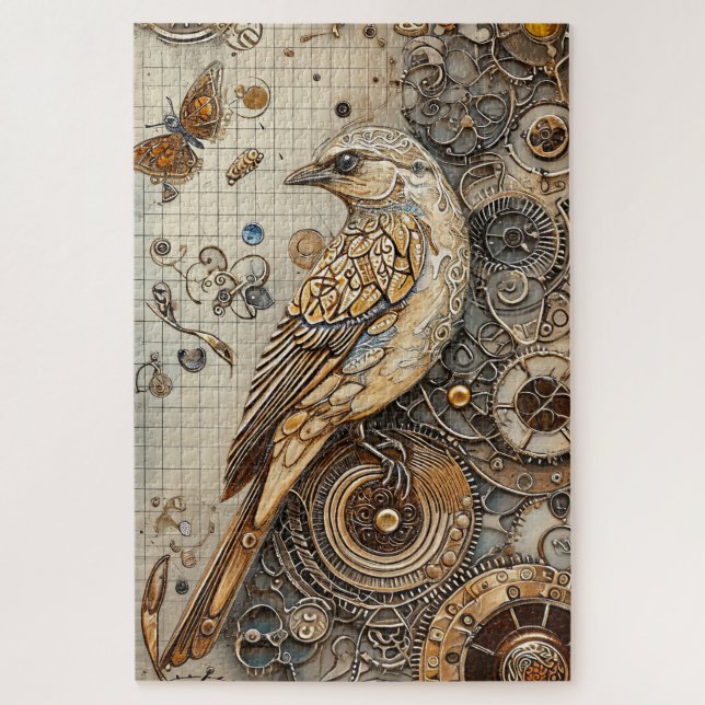 Puzzle El arte de las aves de Steampunk es difícil (Vertical)