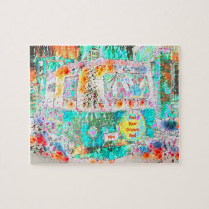 Puzzle El Arte Retro Hippie Del Camper Encuentra Tu Ranur