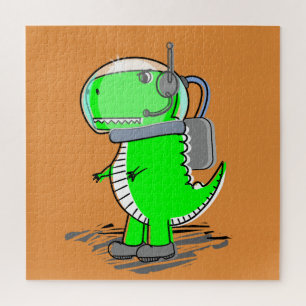 Puzzle El astronauta T-Rex Dinosaurio, rico y enojado