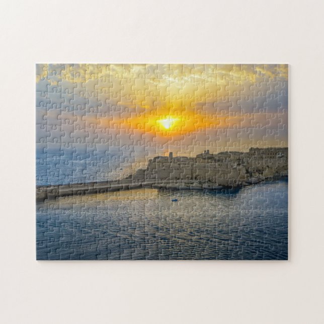Puzzle El atardecer del puerto de Malta. (Horizontal)