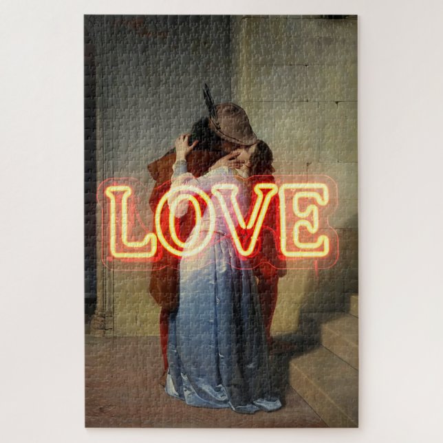 Puzzle El Bacio Remix – Neon “LOVE” Wall Art & Merch (Vertical)
