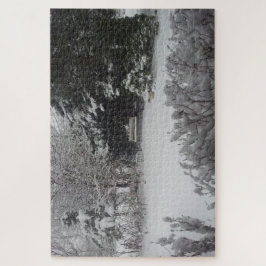 Puzzle El banco Park en la nieve fresca