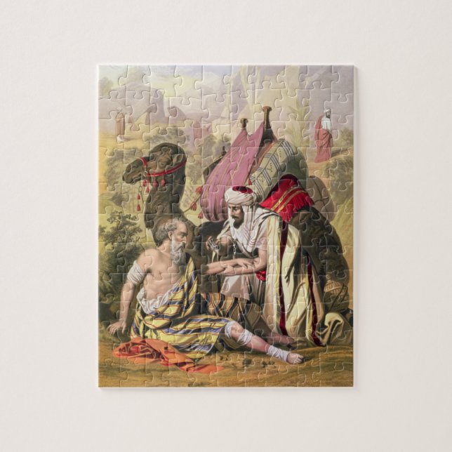 Puzzle El buen samaritano, de una biblia impresa por (Vertical)