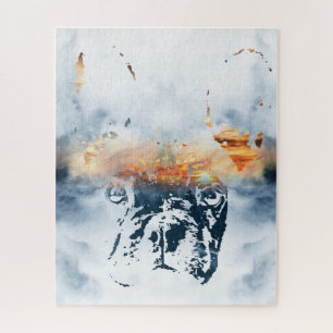 Puzzle El bulldog francés y el paisaje combinan el diseño