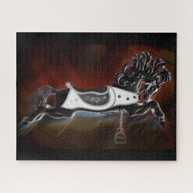 Puzzle El caballo oscuro con brillo de color (Horizontal)