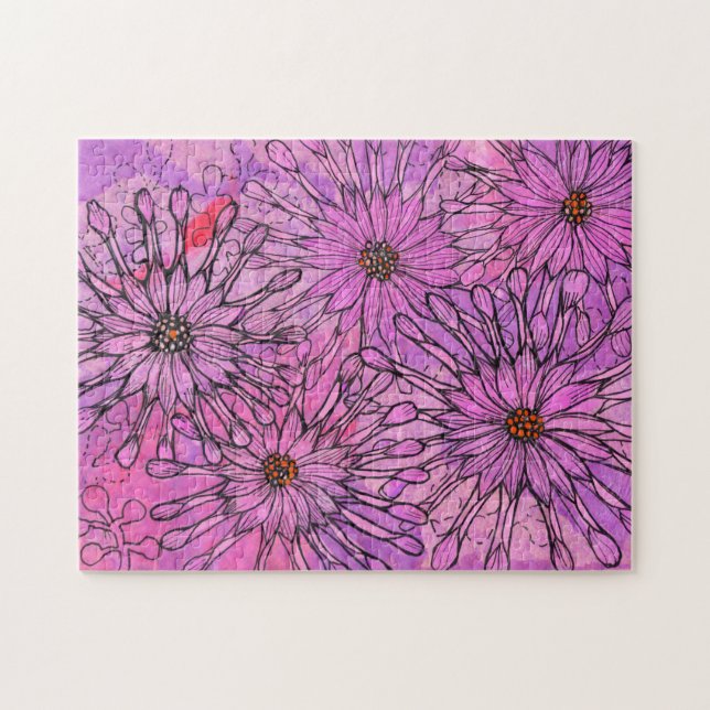 Puzzle El Cabo Daisy Africano Daisies Flores Rosadas Arte (Horizontal)