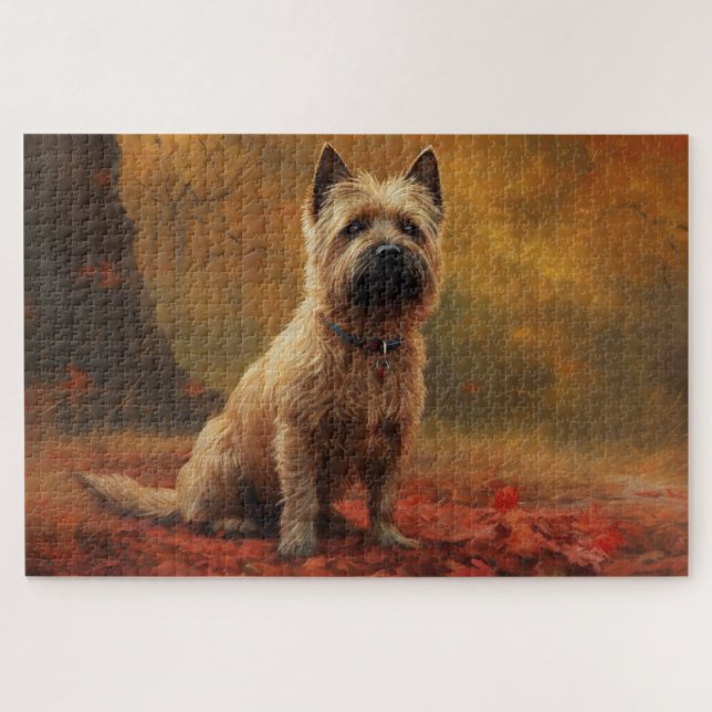 Puzzle El Cairn Terrier se inspira en las hojas de otoño (Horizontal)