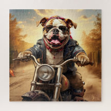 El capellán del Bulldog caprichoso montando una mo