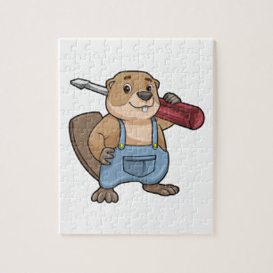 Puzzle El castor como artesano con llave