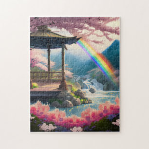Puzzle El cerezo florece en el arcoiris.