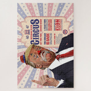 Puzzle El circo de Trump con un póster vintage