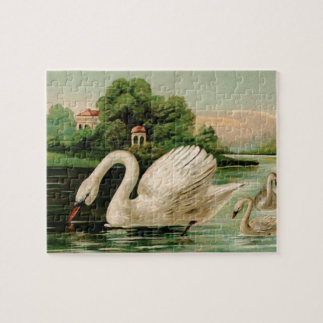 Puzzle El cisne vintage en el lago (Horizontal)