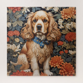 Puzzle El Cocker Spaniel William Morris inspiró la floral