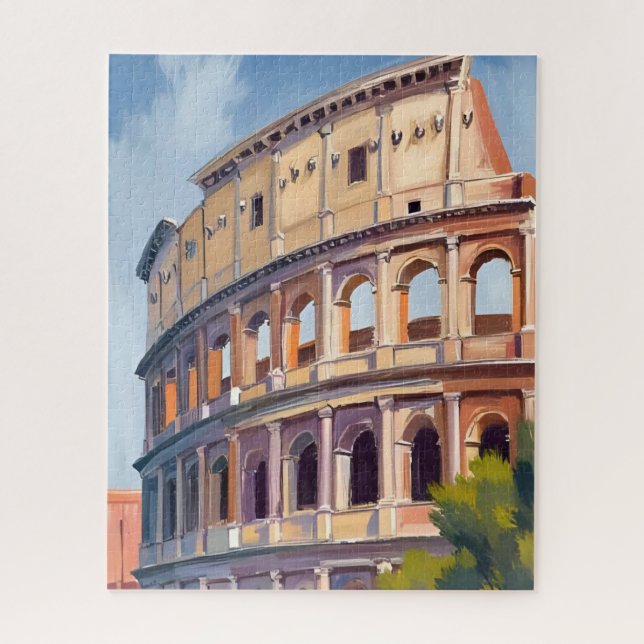 Puzzle El Coliseo Roma Acuarela Viaje  (Vertical)