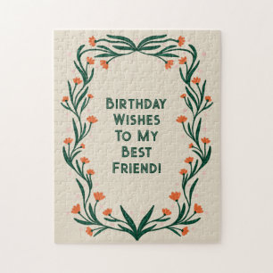 Puzzle El cumpleaños desea un marco floral elegante
