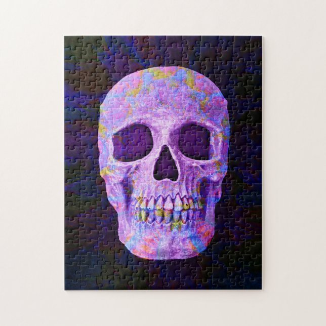 Puzzle El Día De La Cabeza De Calavera Del Neon Gótico Az (Vertical)