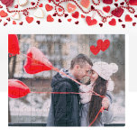 Puzzle El día de San Valentín romántico Pareja Globos de<br><div class="desc">Celebra el amor con nuestro encantador rompecabezas fotográficos personalizados con una pareja besándose en una pieza vibrante de rompecabezas, rodeado de románticos globos de corazón rojo. Este encantador diseño capta la esencia del El día de San Valentín, lo que lo convierte en el regalo perfecto para las parejas que aprecian...</div>