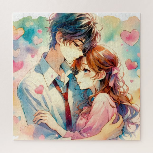 Puzzle El día de San Valentín tema de Cute Anime (Vertical)