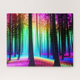 Puzzle El encanto místico del arcoiris entre los árboles