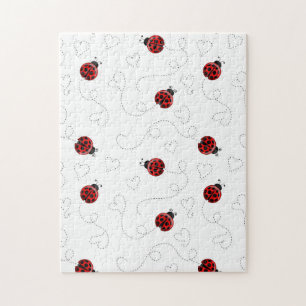 Puzzle El escarabajo Red Ladybug Insect Lover Black Heart