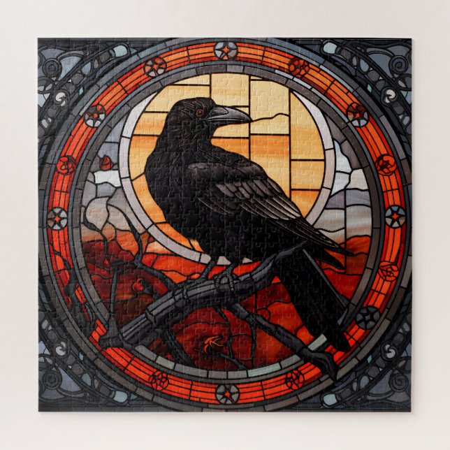 Puzzle El Espantador Vidrio Manchado Raven (Vertical)