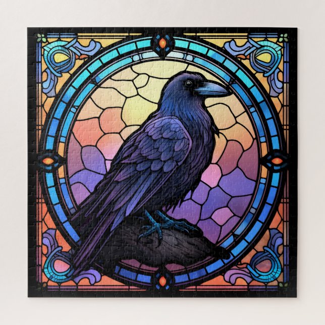Puzzle El Espantador Vidrio Manchado Raven (Vertical)