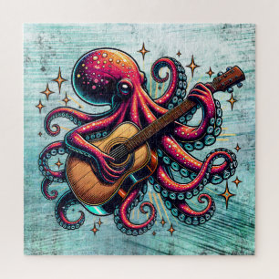 Puzzle El extraño Octopus Personalizado tocando la guitar