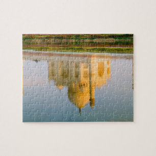 Puzzle El famoso templo del Taj Mahal, reflexión en