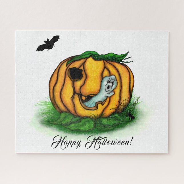 Puzzle El fantasma de Halloween , Bat , Ghost y Spider (Horizontal)