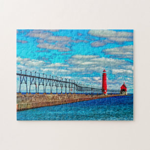 Puzzle El faro Grand Haven Pier Michigan.
