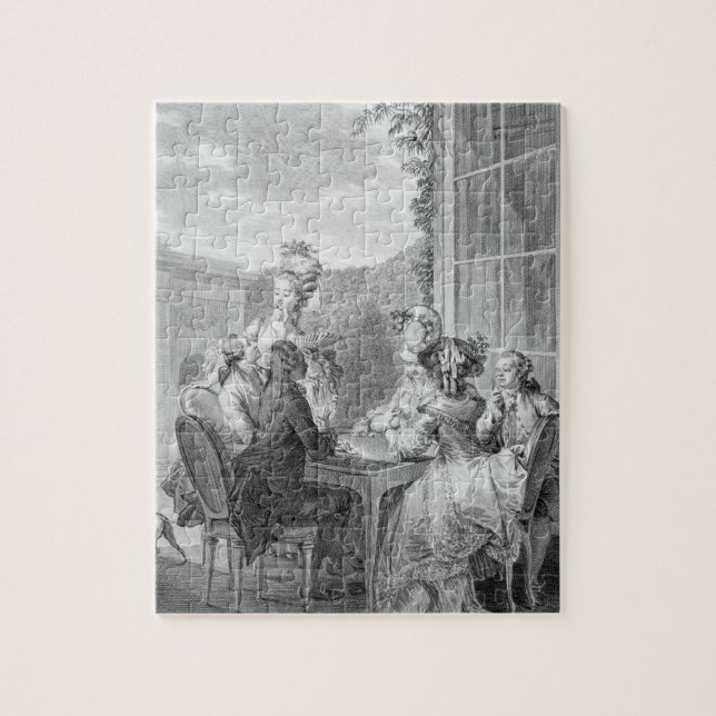 Puzzle El fiesta de Whist, 1783, grabado por Jean Dambrun (Vertical)
