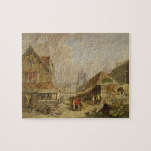 Puzzle El Fishmarket viejo, Norwich, 1825 (aceite en el