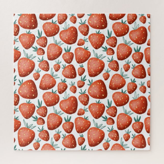 Puzzle El fondo blanco de las fresas rojas es impecable (Vertical)