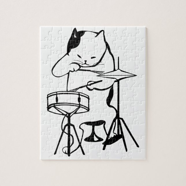 Puzzle El gato del batería teclea lindo divertido del (Vertical)