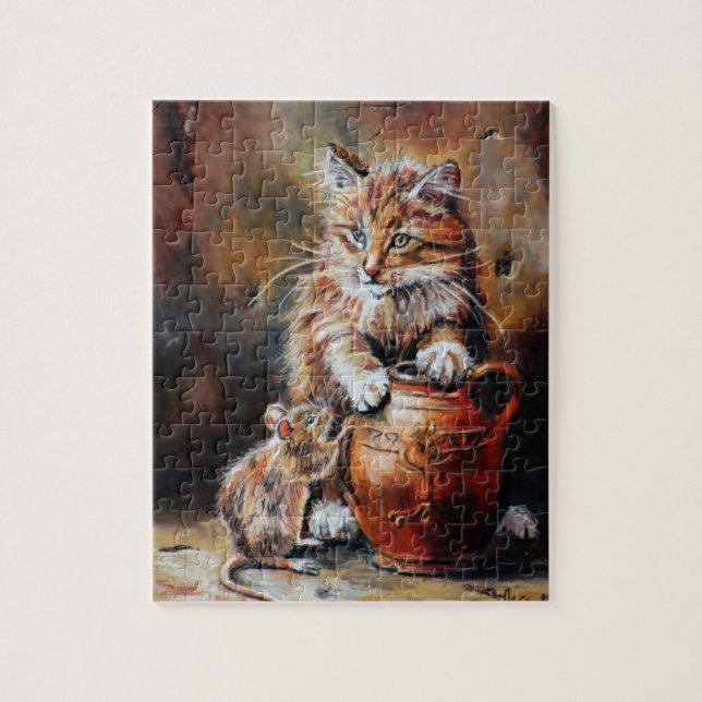 Puzzle El gato, el ratón y el pelo de grasa (Vertical)