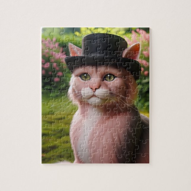 Puzzle El gato Sir Whiskers en flor (Vertical)