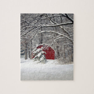 Puzzle El granero rojo en la nieve de 2011