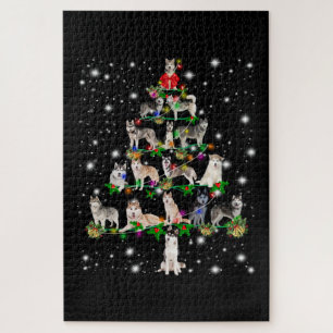 Puzzle El Husky Árbol De Navidad Cubierto De Lámparas