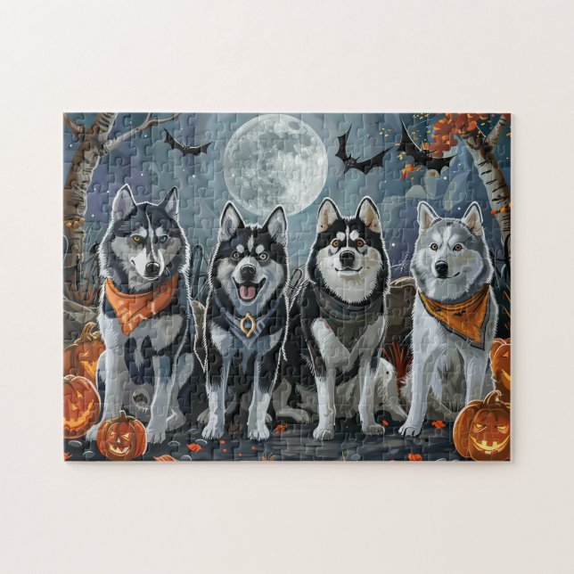 Puzzle El Husky Siberiano Halloween Spooky (Horizontal)